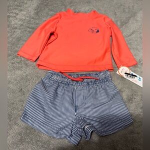 Infant Baby Boy Carter’s “Take Me To The Beach” Rash guard & Swim Trunks Sef